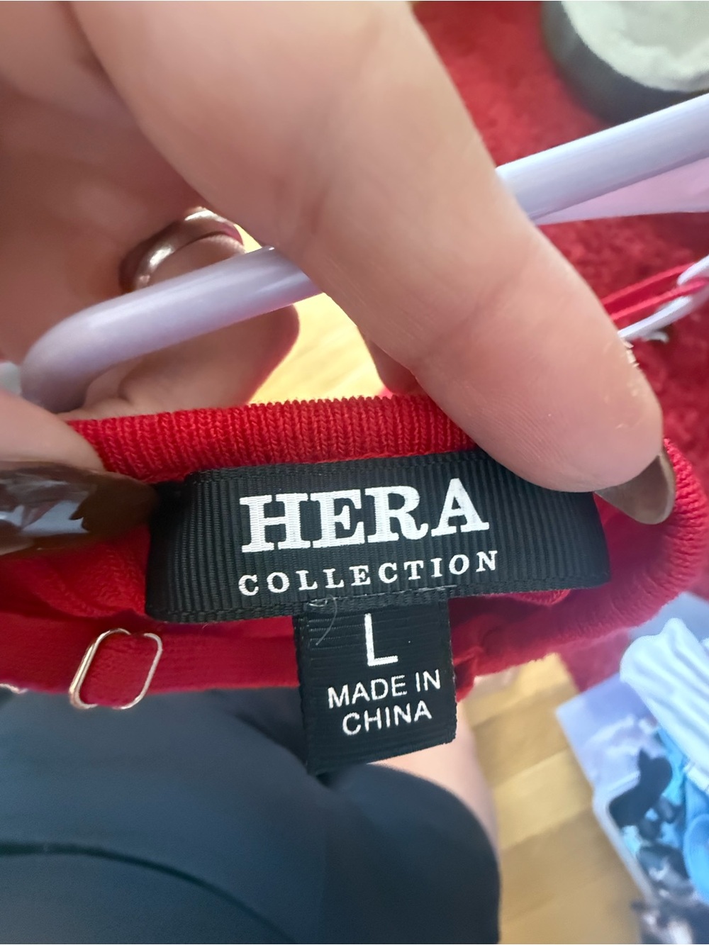 Hera Collection Red Ribbed Spaghetti Strap Cami - Picture 4 of 4